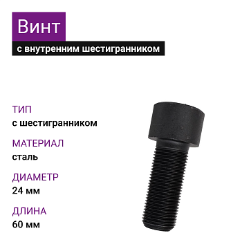 Винт М 24х2х60 цил/гл.внутр/шестигр.DIN 912 12.9
