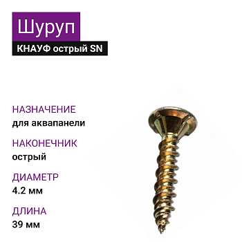 КНАУФ Шуруп с острым концом SN для Аквапанели 4,2х39 (1000шт) 